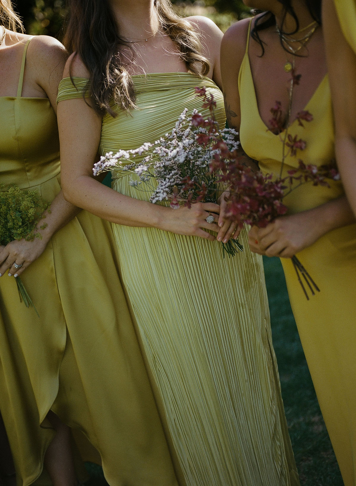 green yellow bridesmaid dresses