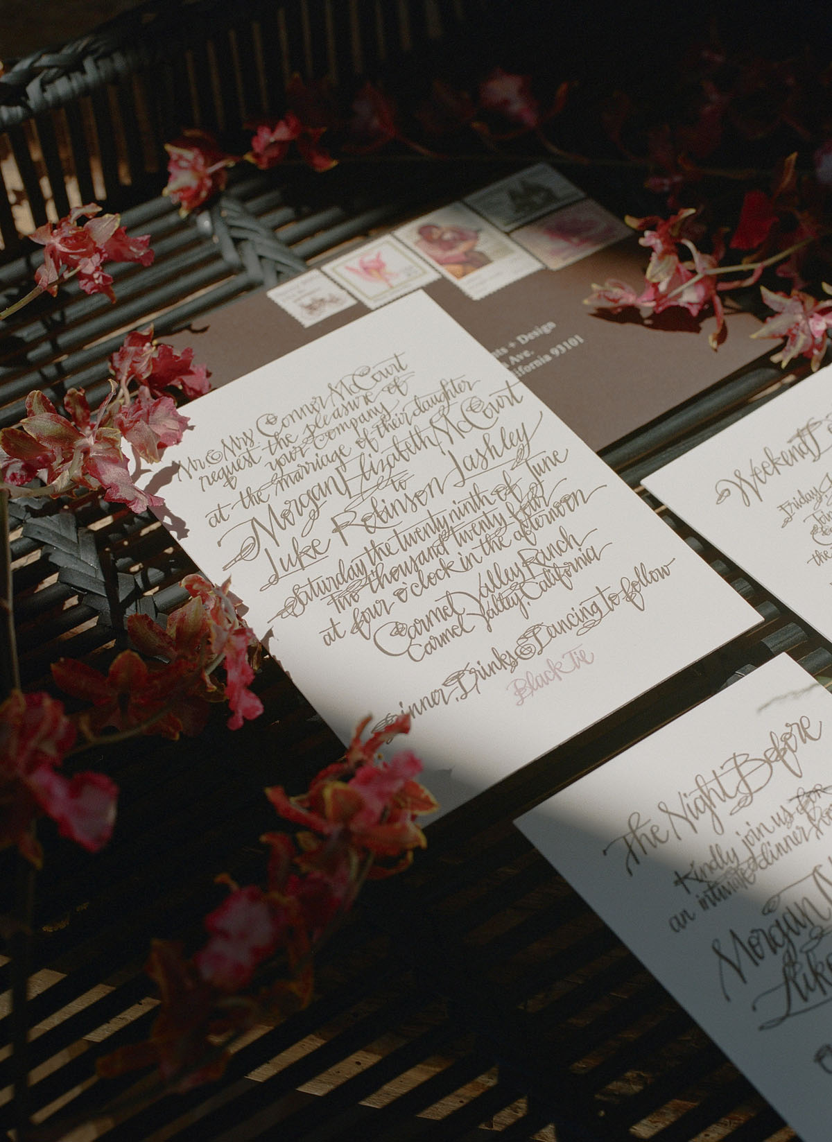 modern black handwritten wedding invitations