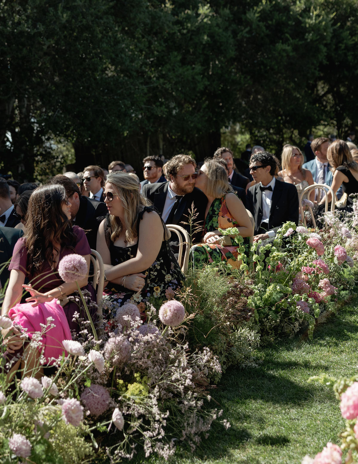 modern wild wedding aisle flowers at Carmel Valley Ranch