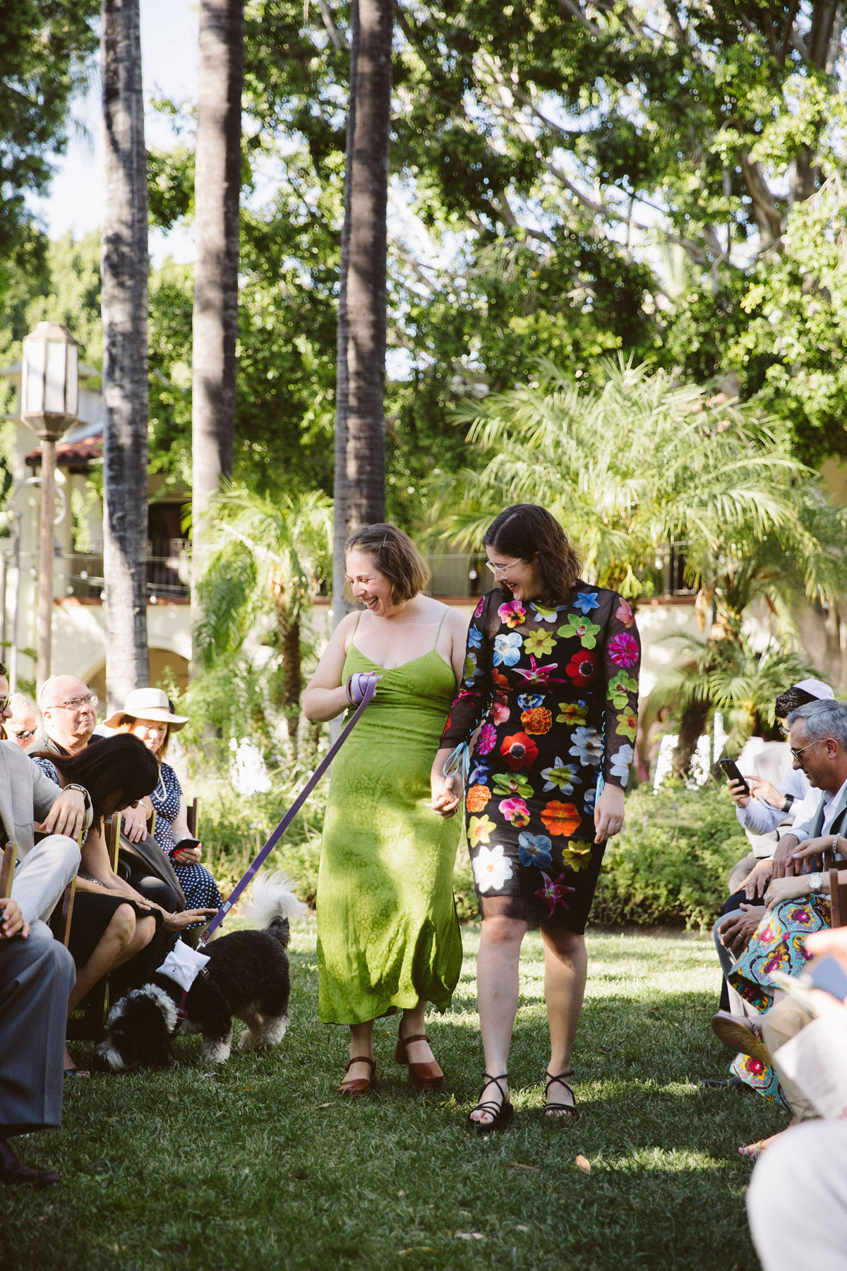 bridesmaids walking down the aisle