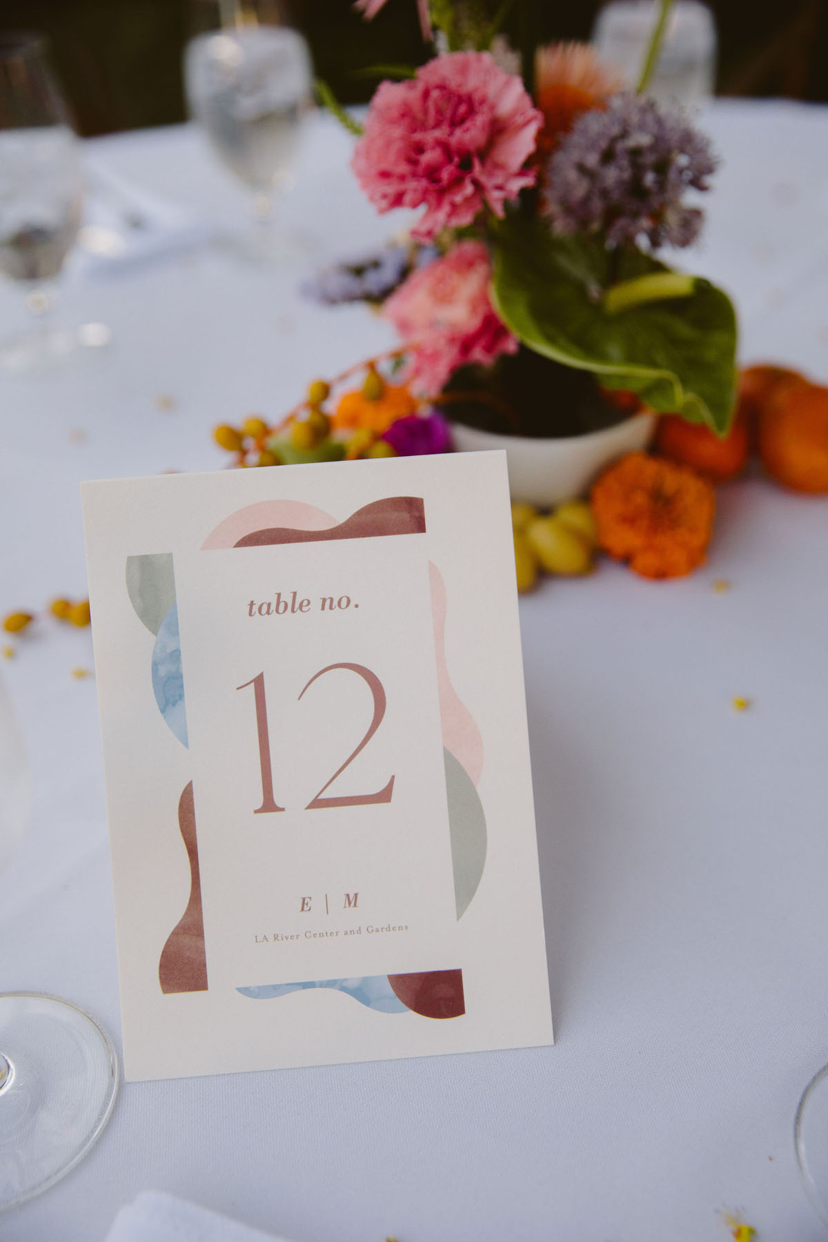 colorful wavy table number idea