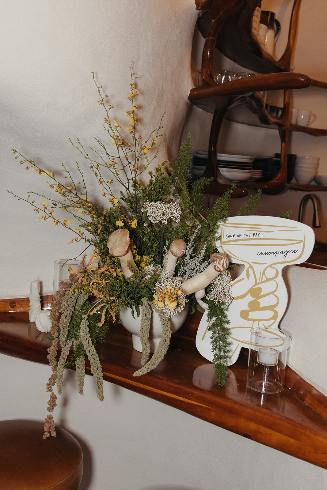 unique wedding floral arrangements with mushrooms