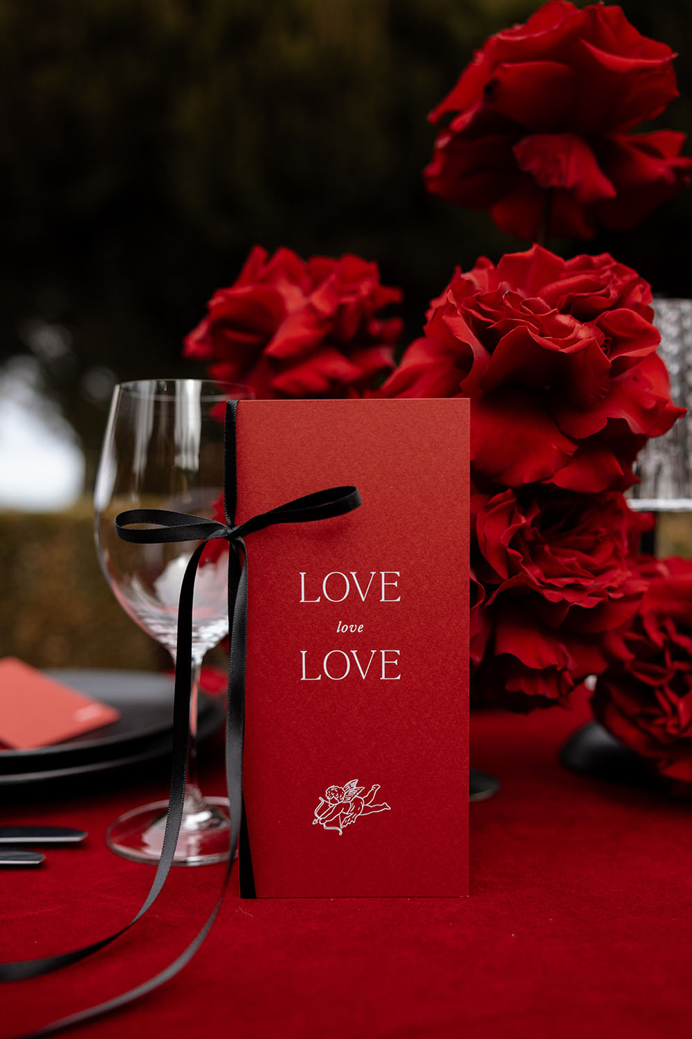 red and black wedding menu