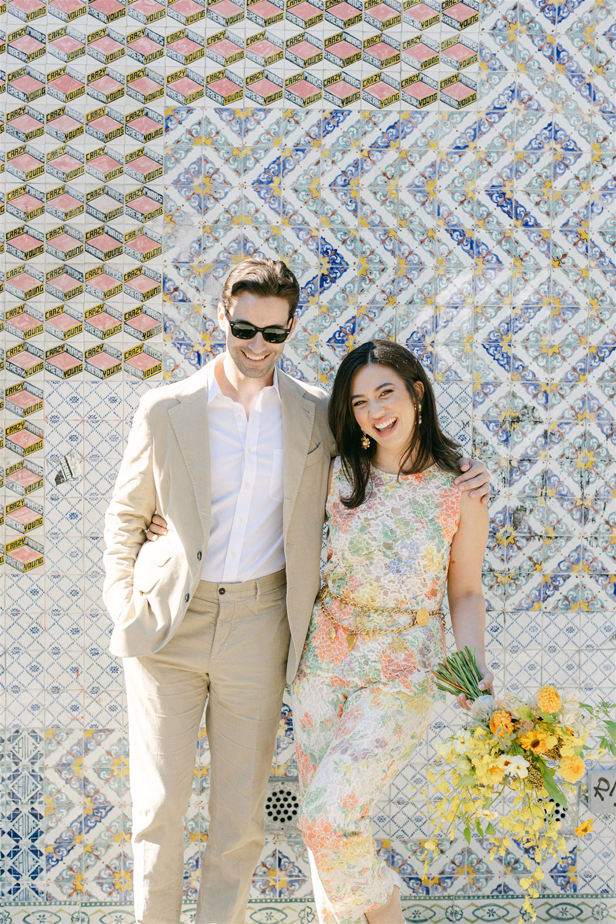 floral elopement portraits in brooklyn nyc