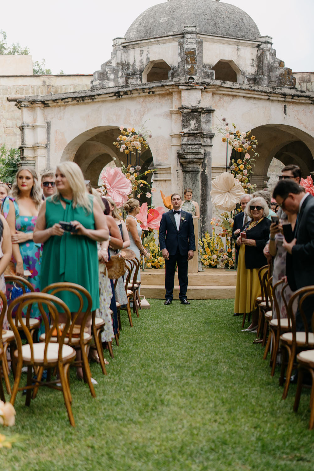 Groom at wedding ceremony at Cardenal Oaxaca