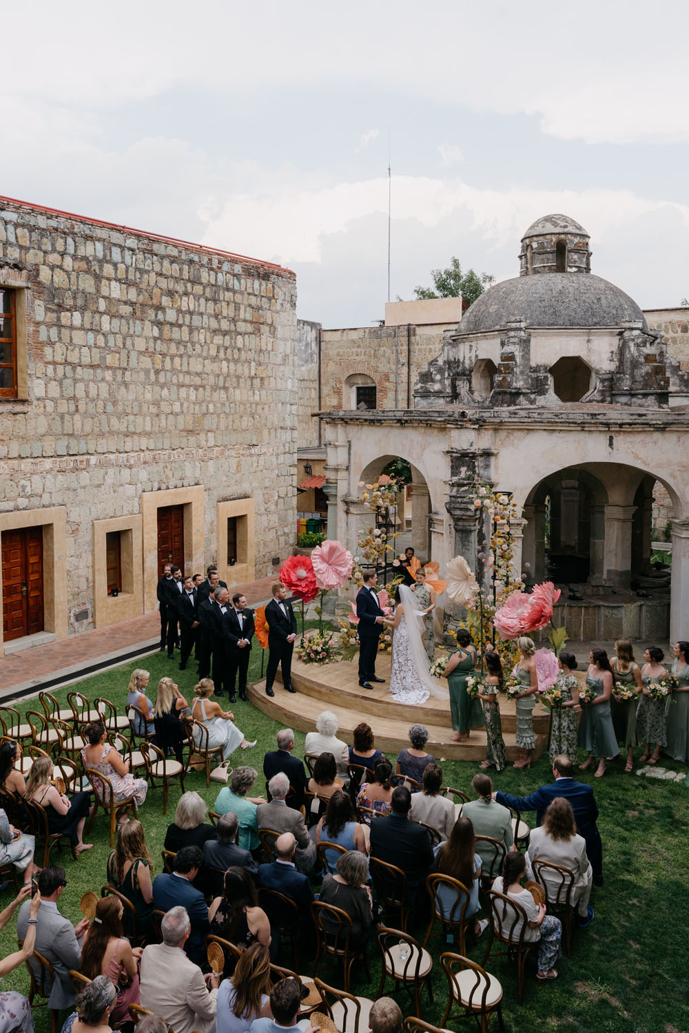 Bride and groom at wedding ceremony at Cardenal Oaxaca