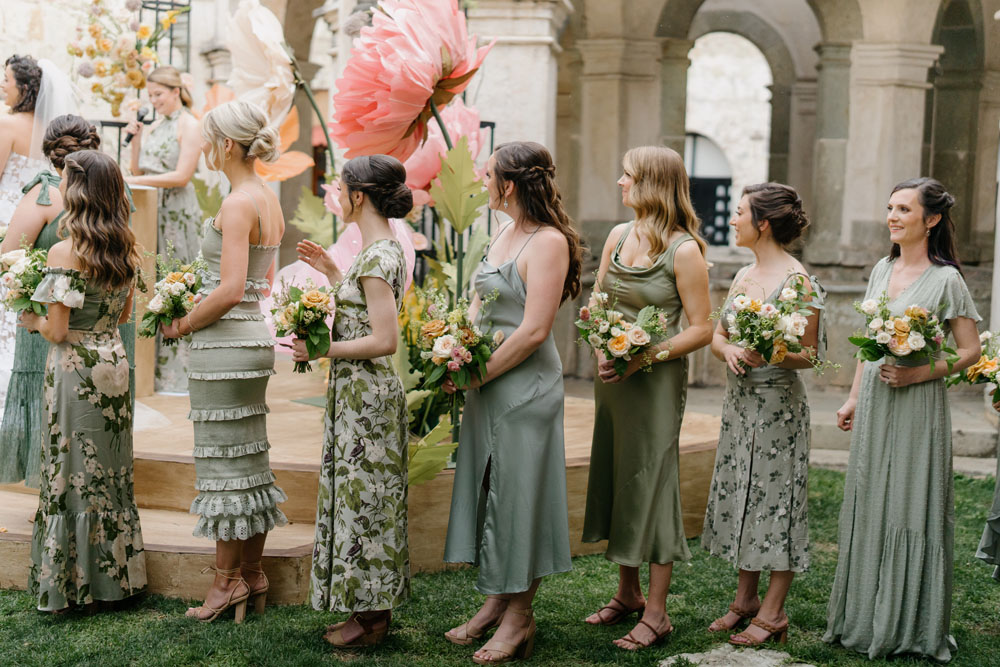 sage green mismatched bridesmaids