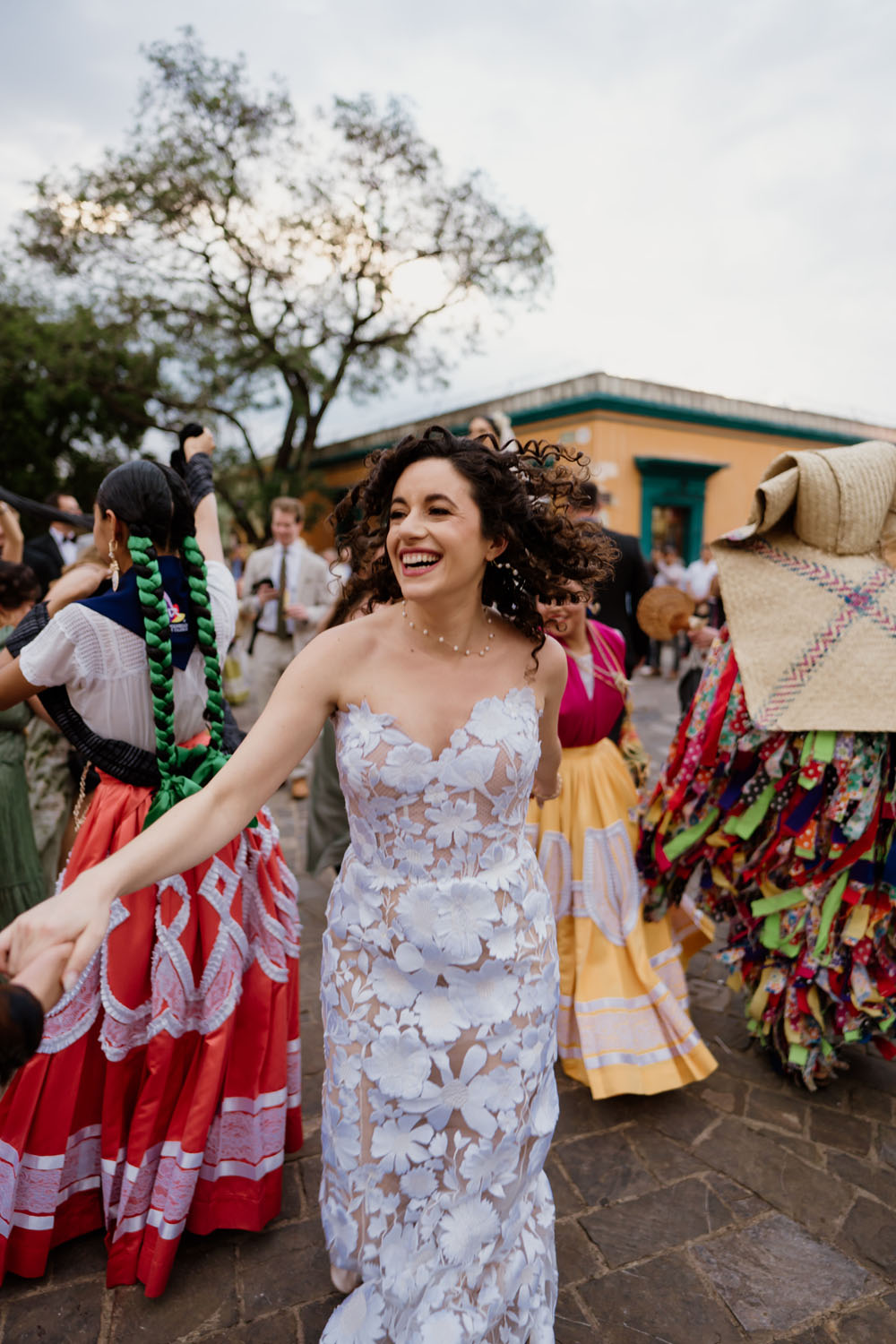 dancing at wedding parade in oaxaca mexico